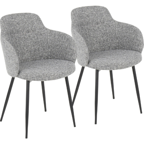 Boyne Dining Accent Chair in Black Metal & Dark Grey Fabric (Set of 2)